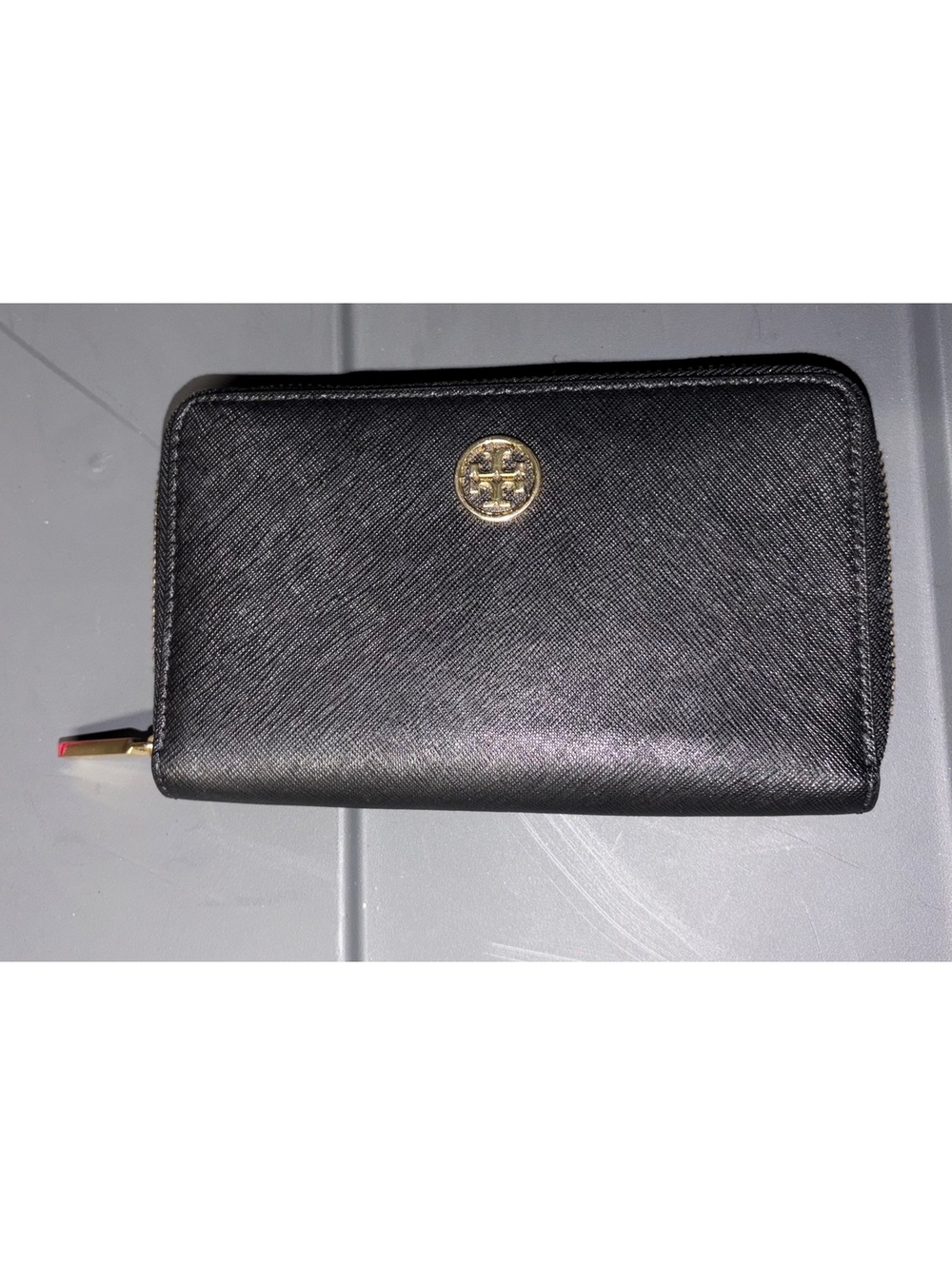 Tory Burch Robinson Black Saffiano Leather Zip Continental Wallet